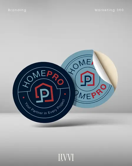 Adesivos circulares com o selo da marca HomePro